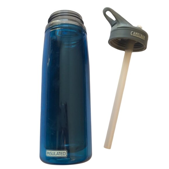 CAMELBAK Eddy Water Bottle w Straw, Lid, Blue / Gray Plastic 20oz - Picture 1 of 16
